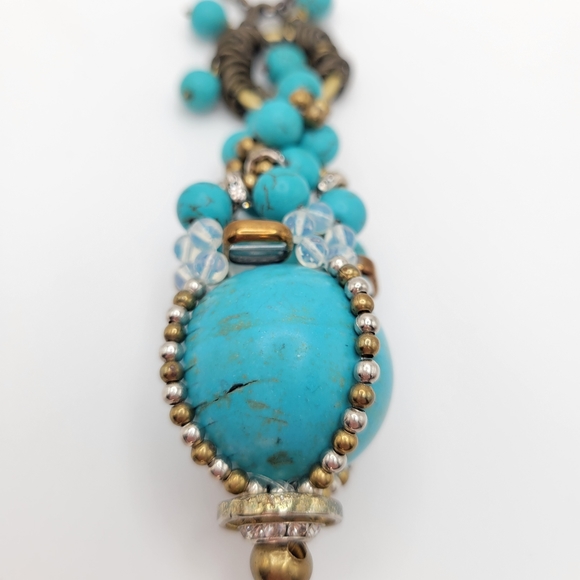 Pam Hiram | Dianthus Bronzetone Large Faux Turquoise Globe Pendant Necklace - Picture 5 of 9